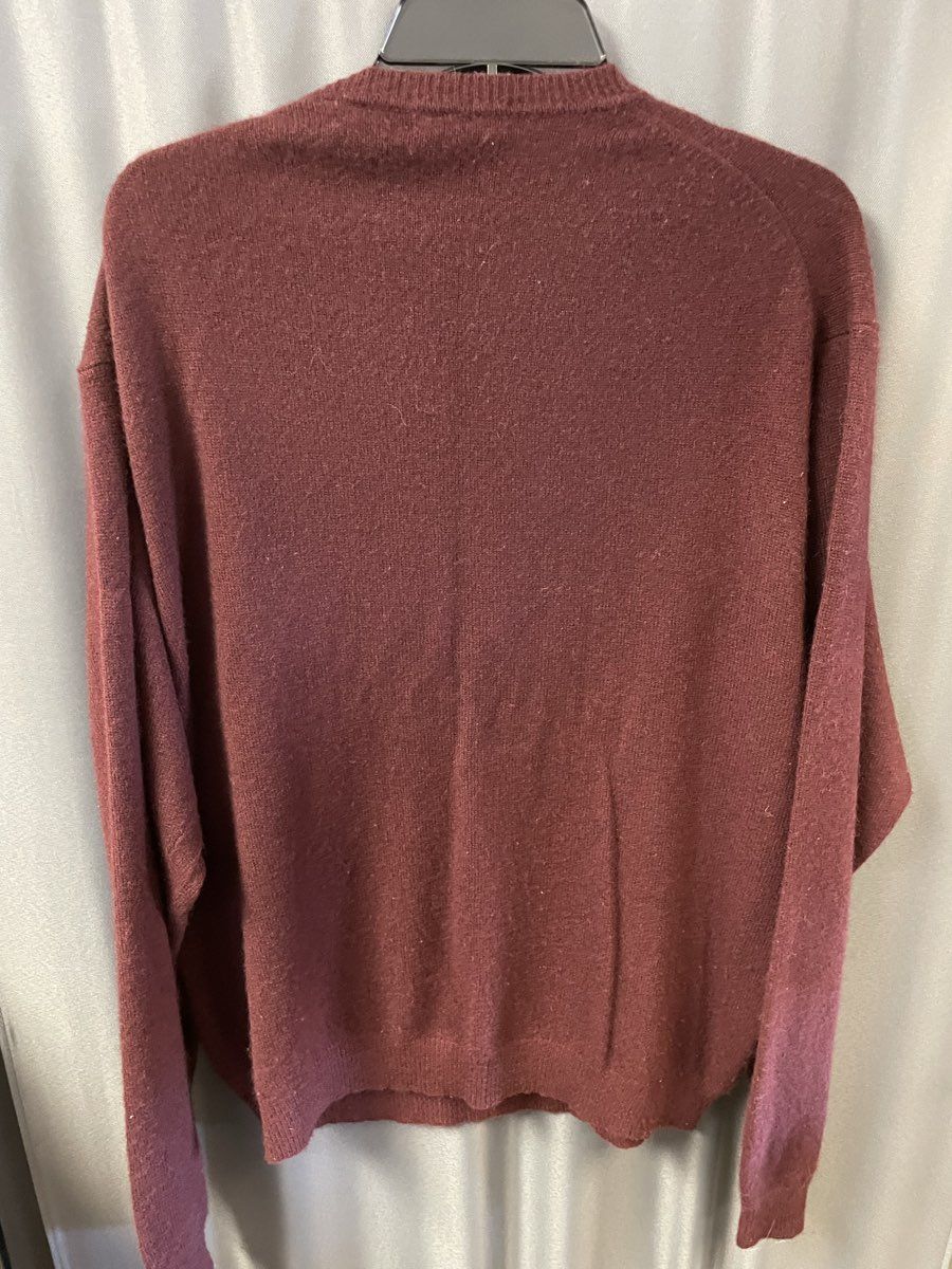John Ashford Men's Maroon 100% Cashmere V-Neck Sweater Sz XL