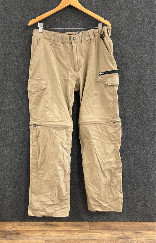 BC Clothing Men's Convertible Cargo Pants Brown Zip Off Hiking Sz L x 30