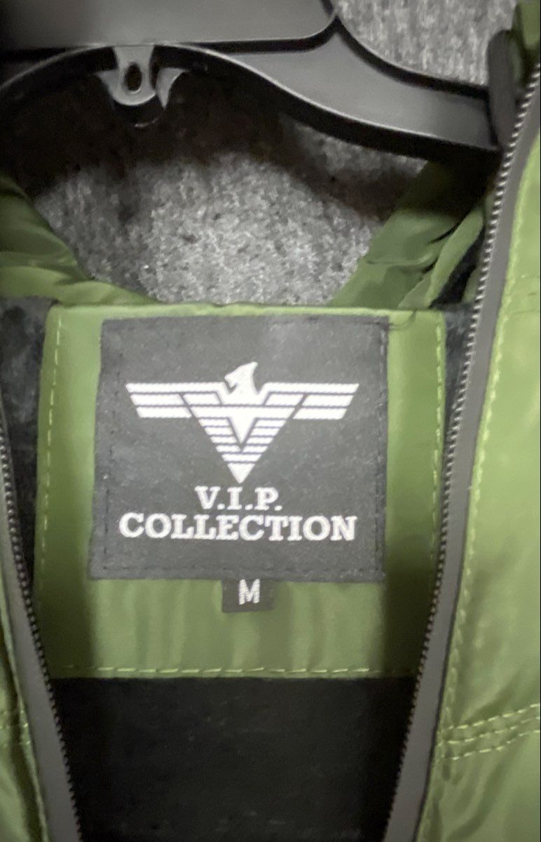 V.I.P. Collection Men's Olive Hooded Quilted Puffer Vest Faux Fur Lined Sz M