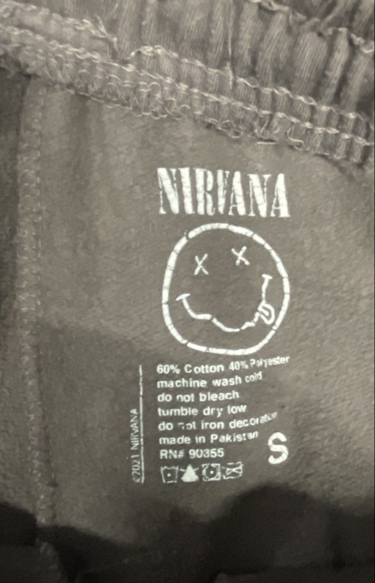 Nirvana Official Licensed Graphic Jogger Sweatpants Charcoal Gray Sz S