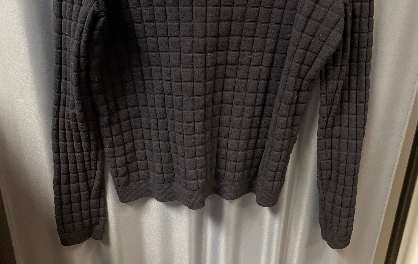 Armani Exchange Men's Black Window Pane Grid Texture Crew Neck Sweater Sz XL