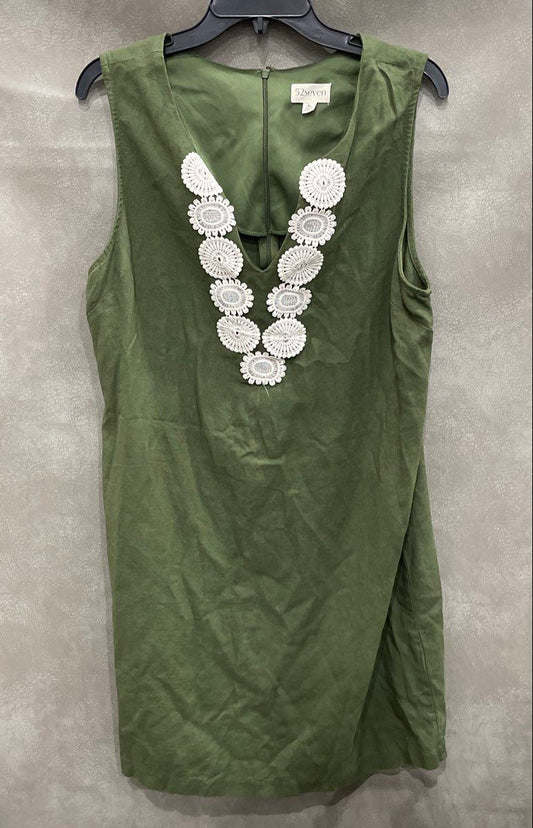52seven Women's Green Sleeveless Rayon Linen Lace V-Neck Tunic Top Sz XL