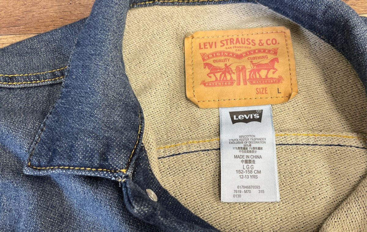 Levi's Boys Blue Denim Trucker Jacket Stretch Medium Wash Sz L 12-13
