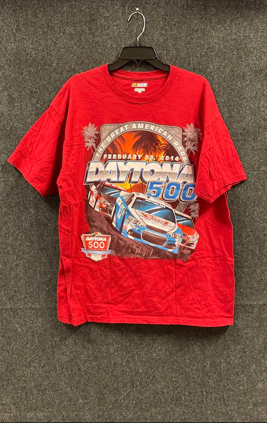 NASCAR Men's T-Shirt Red 2014 Daytona 500 Sprint Cup Series Graphic Sz XL