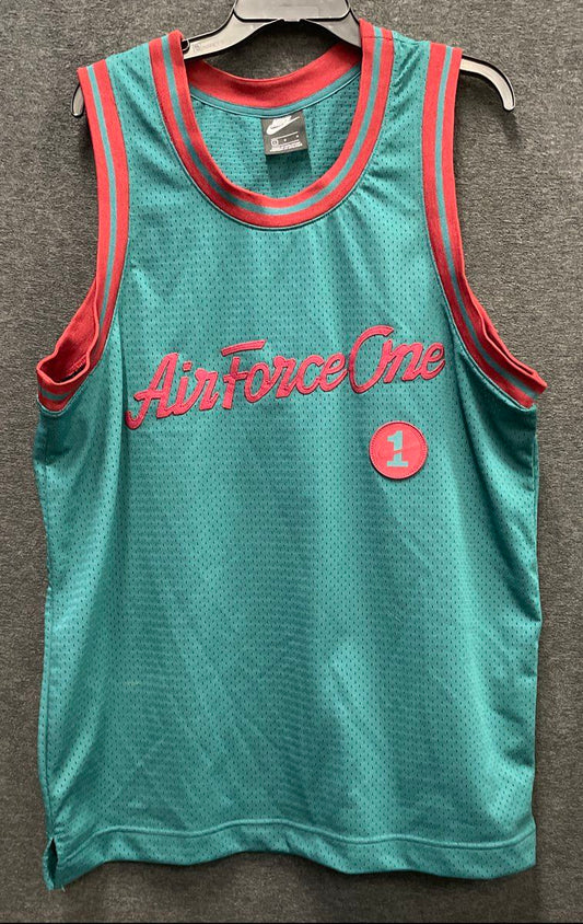 Nike Men's Air Force One AF1 Jersey Teal Red Mesh Sleeveless Tank Top Sz L