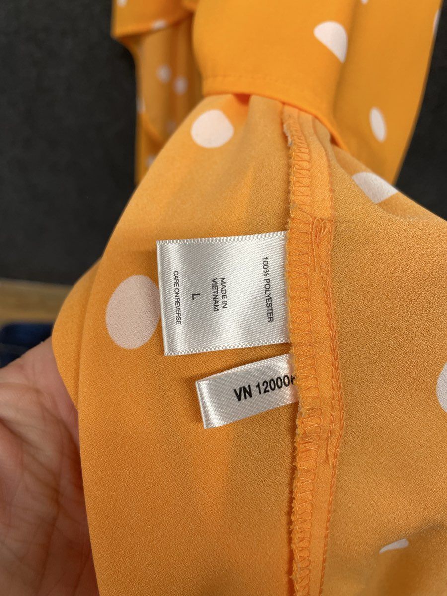 7th Avenue Design Studio Women's Orange Polka Dot Sleeveless Blouse Sz L