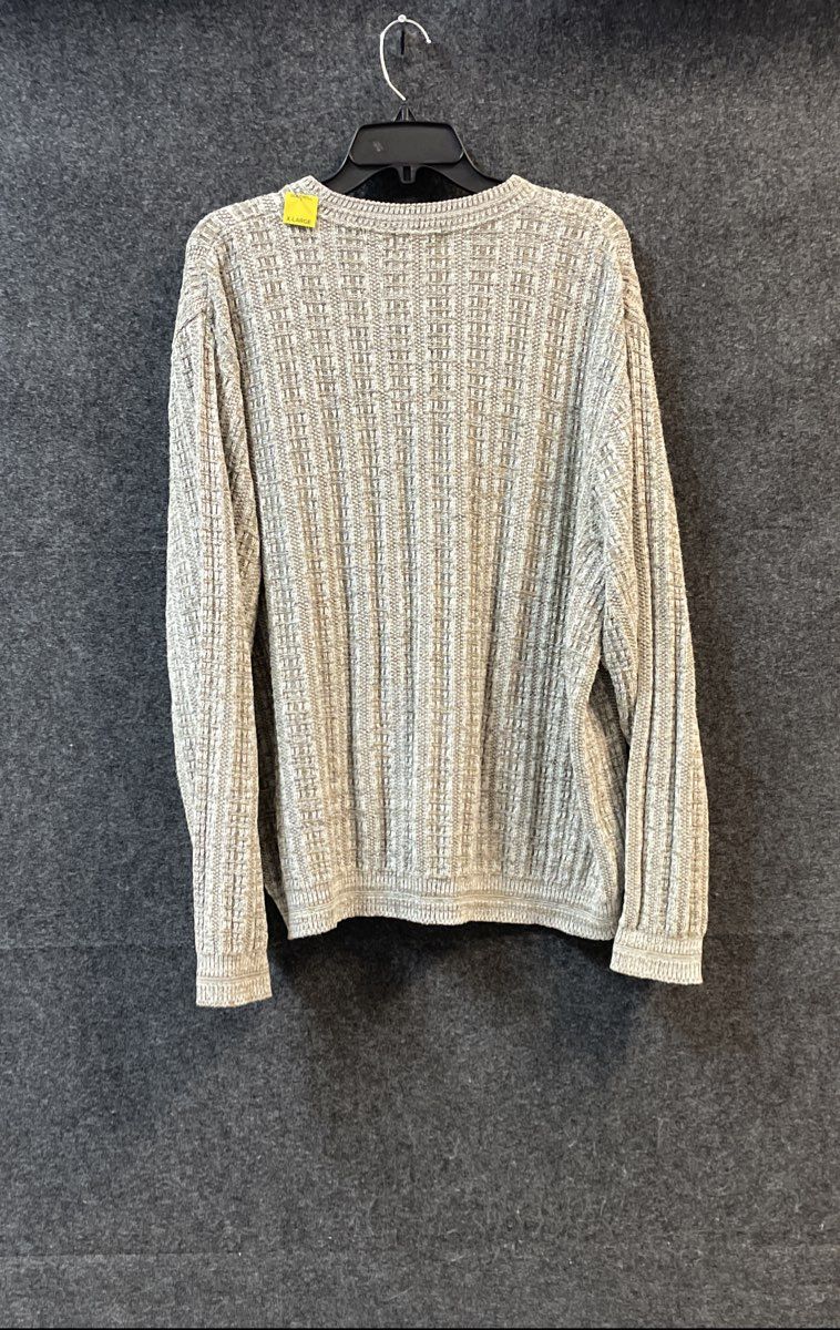 Vintage 90s Bill Blass Men's Gray Textured Knit Crewneck Sweater Sz XL USA Made