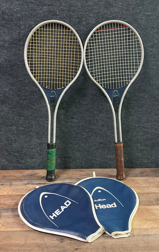 Lot of 2 Vintage AMF Head Master Aluminum Tennis Racquets with Covers