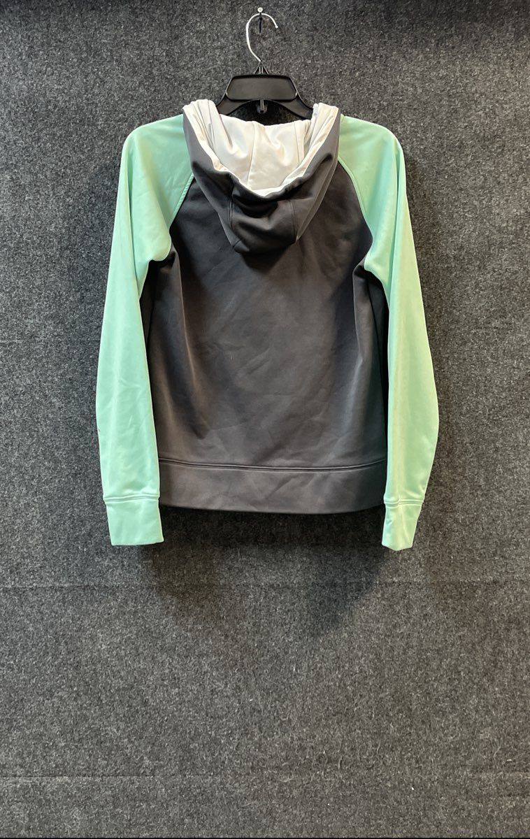 The North Face Women's Full Zip Hoodie Jacket Gray Mint Green Raglan Logo Sz S