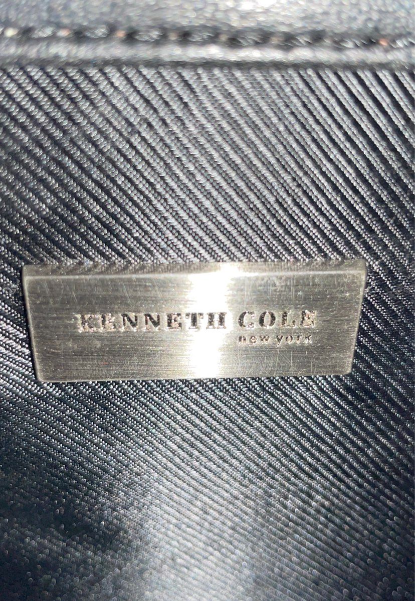 Vintage Kenneth Cole New York Black Leather Briefcase Satchel Bag Silver Lock