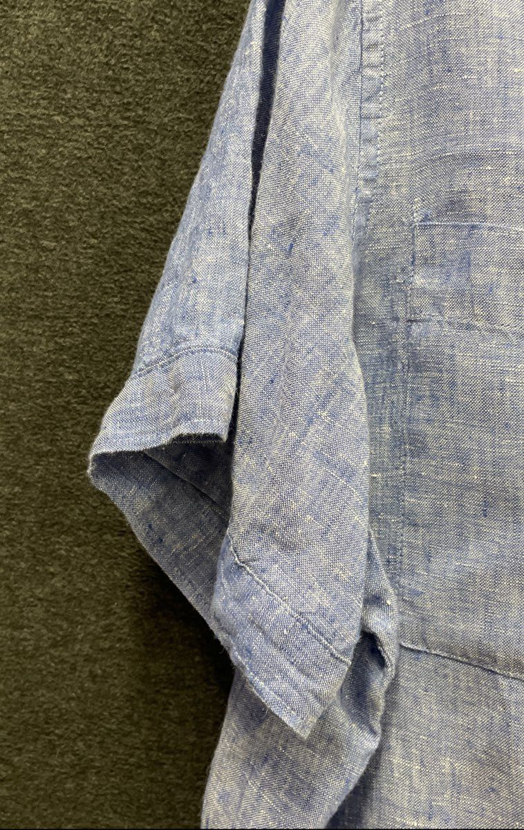 L.L. Bean Women's Blue 100% Linen Short Sleeve Button Down Shirt Sz XL