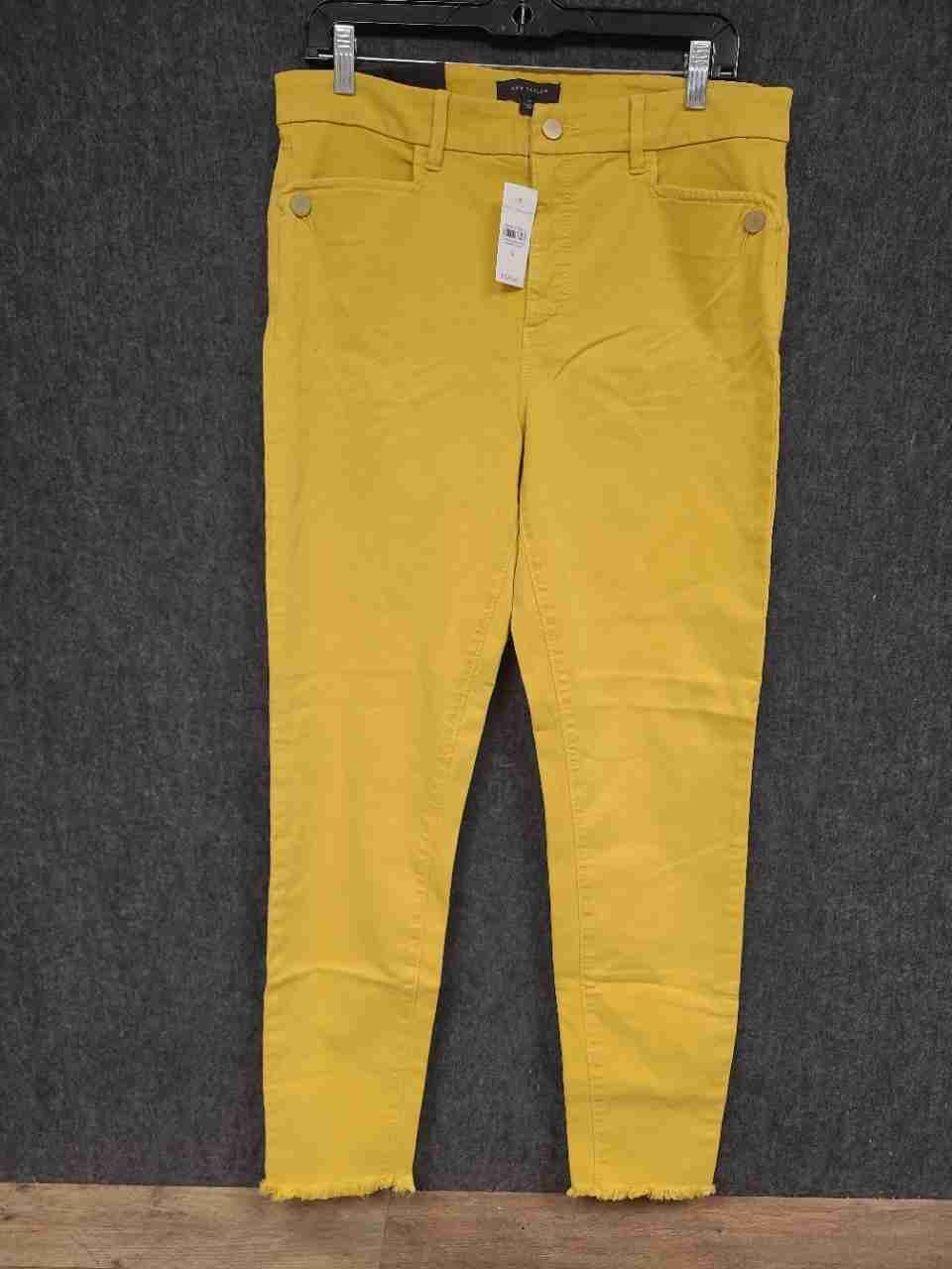 Ann Taylor Women's Yellow The Skinny Mid Rise Raw Hem Jeans Sz 12 NWT