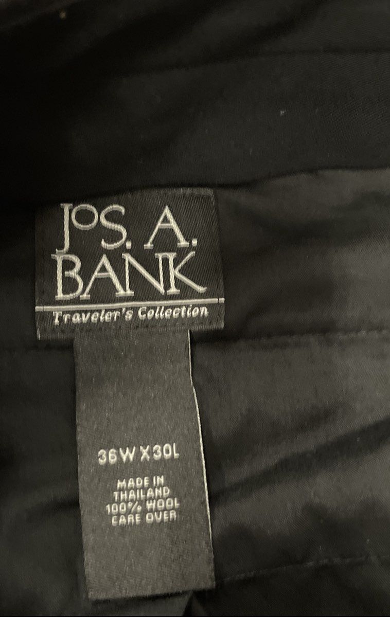 Jos. A. Bank Men's Traveler Wool Pleated Cuffed Pants Black Sz 36x30 NWT
