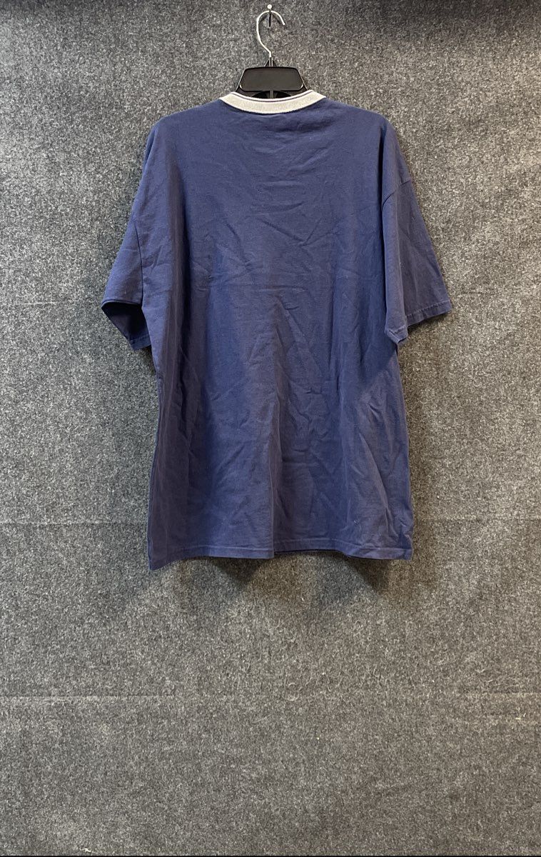 Vintage 90s Quiksilver Men's Navy Blue Logo Stripe V-Neck T-Shirt USA Sz XL