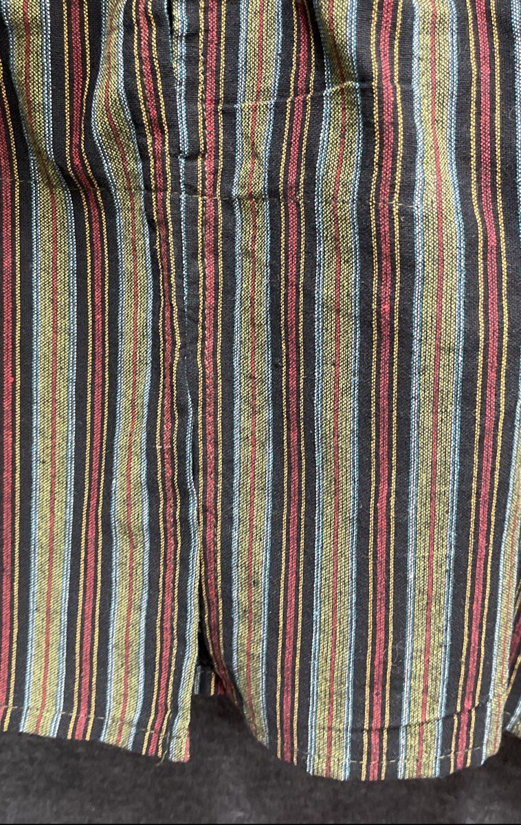 EZ Hippie Men's Multicolor Striped Cotton Kurta Henley Tunic Made in Nepal XXL