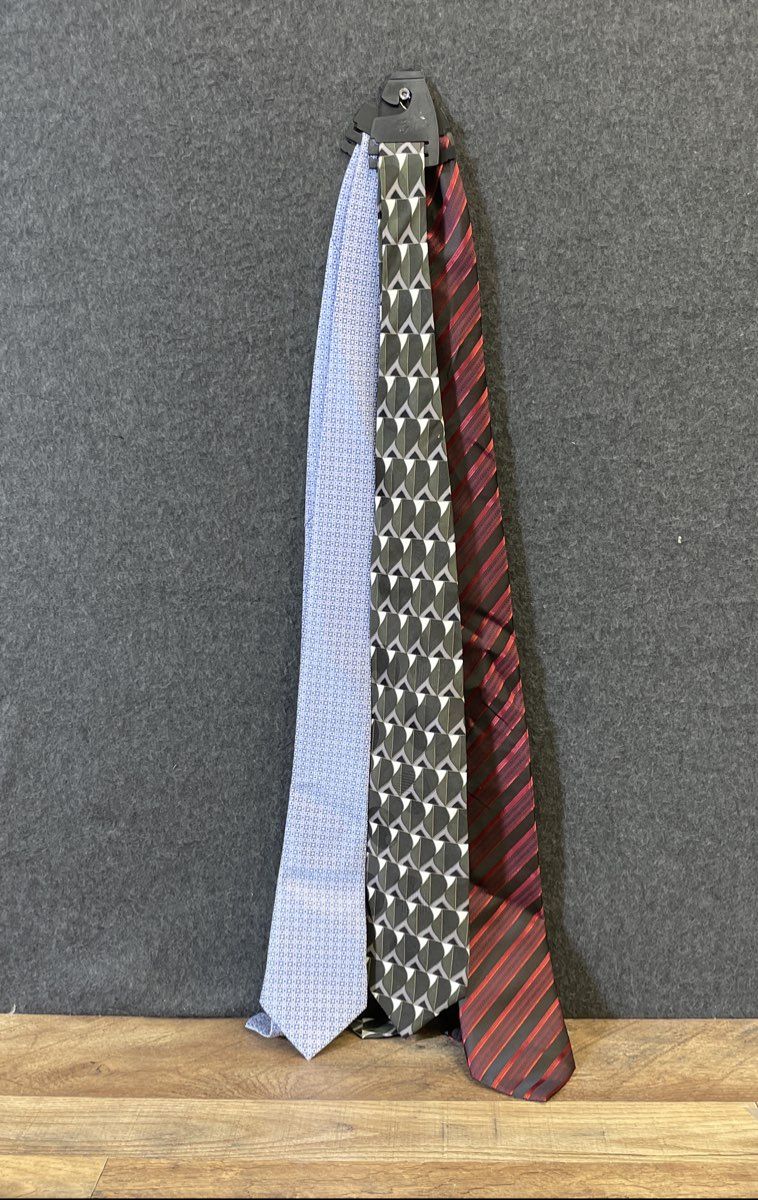 Lot of 5 Mens Silk Neckties Barry.Wang Roberto Villini Zylos Geometric Stripe