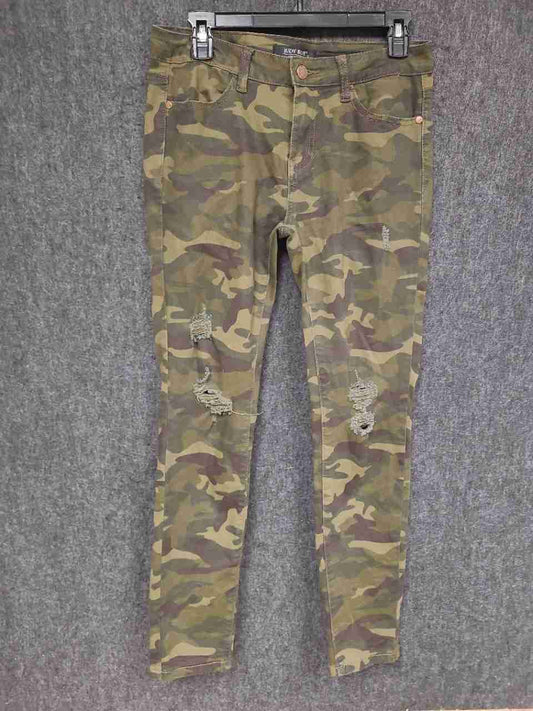 Judy Blue Women's Camo Distressed Skinny Jeans Green Brown Rip Repair Sz 7/28