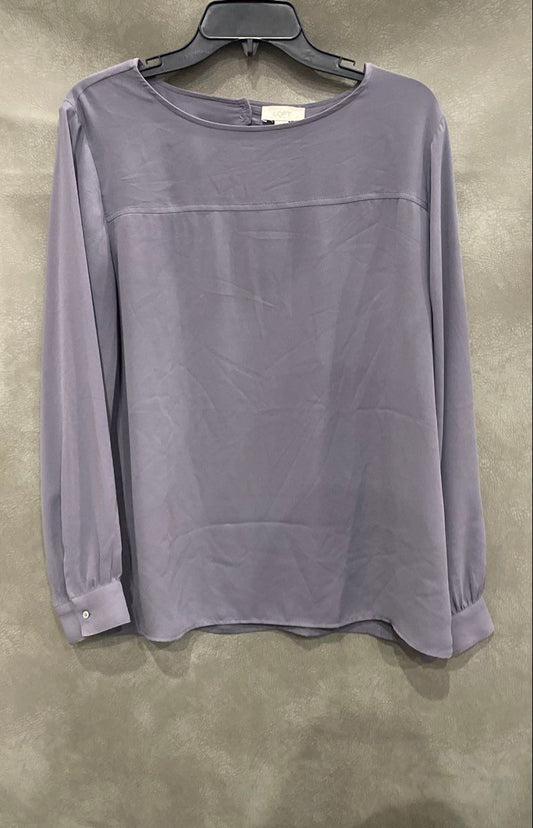 LOFT Outlet Women's Grey Long Sleeve Keyhole Back Blouse Sz L