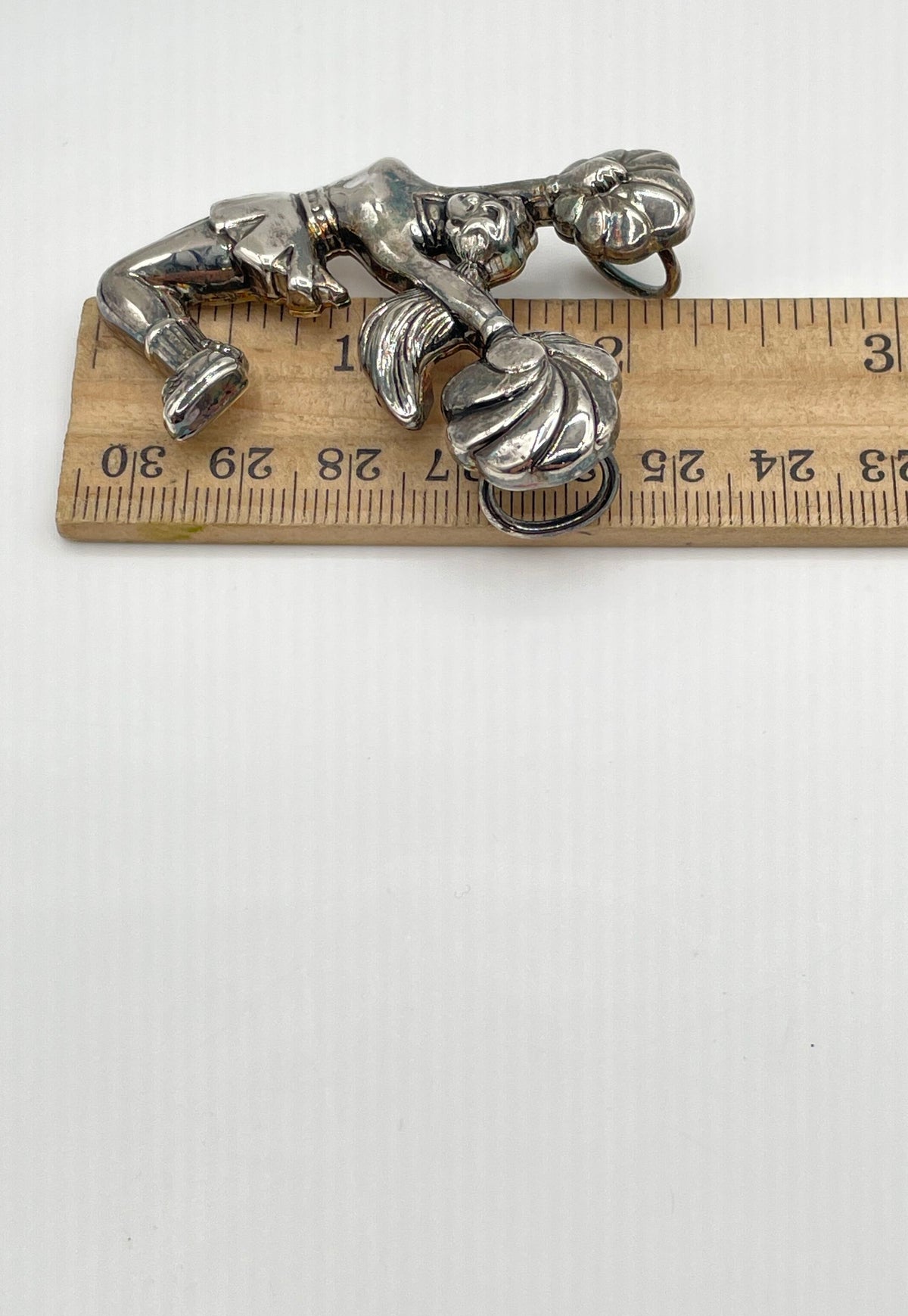 Vintage Best Silver Tone Cheerleader Brooch Pendant 18.2g *NPM*