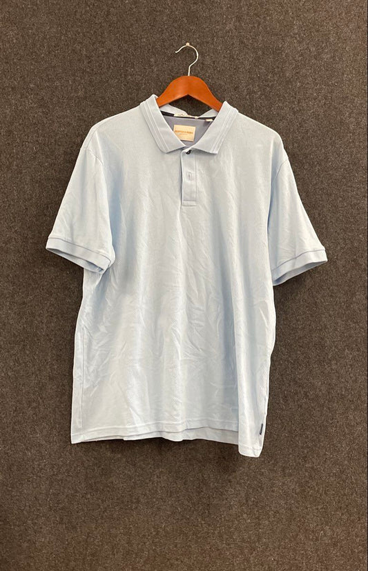 Scotch & Soda Men's Light Blue Short Sleeve Pique Polo Shirt Size XL