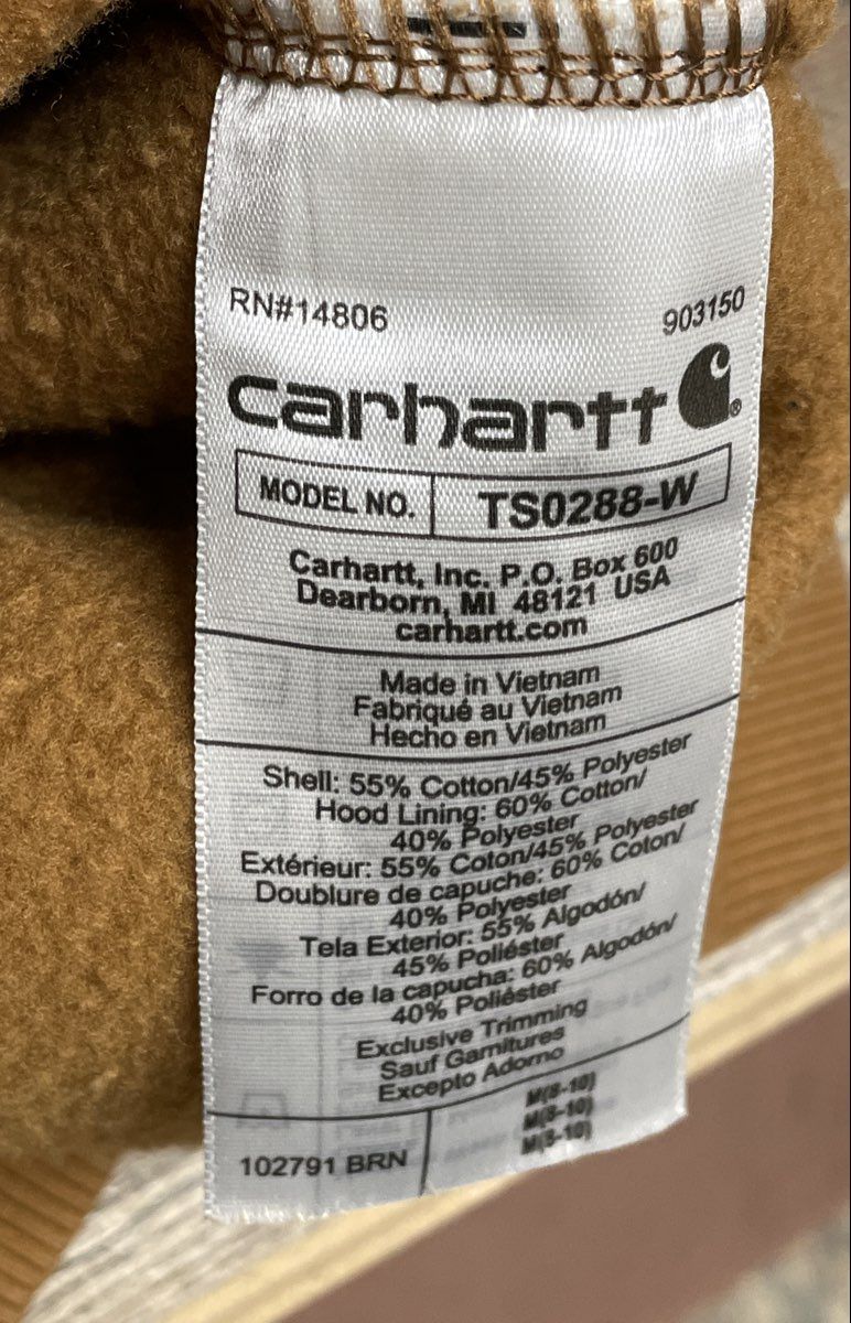Carhartt Women's Brown Relaxed Fit Graphic Sleeve Hoodie Size M 8-10