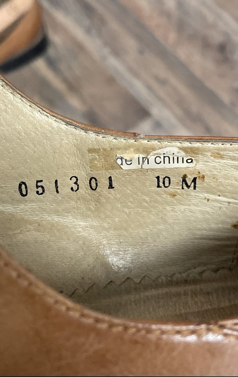 Giorgio V Tan Brown Leather Decorative Stitch Square Toe Dress Shoes Size 10 M