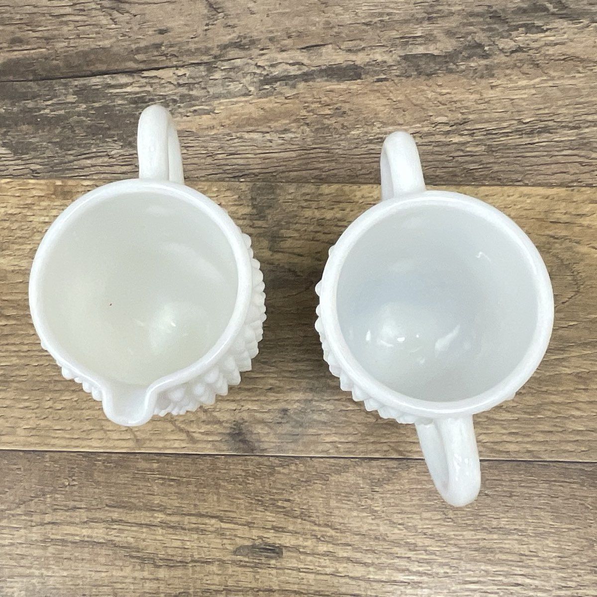 Vintage Fenton Hobnail Creamer & Sugar Milk Glass