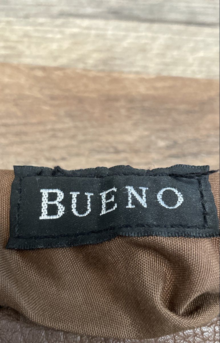 Bueno Brown Leather Tote Shoulder Bag with Silver Flower Charm