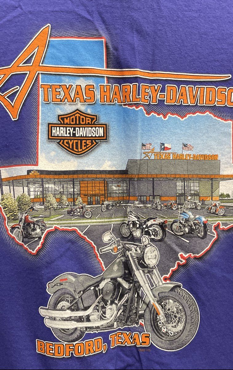 Harley-Davidson Texas Bedford Dealership T-Shirt Purple American Legend Sz 2XL
