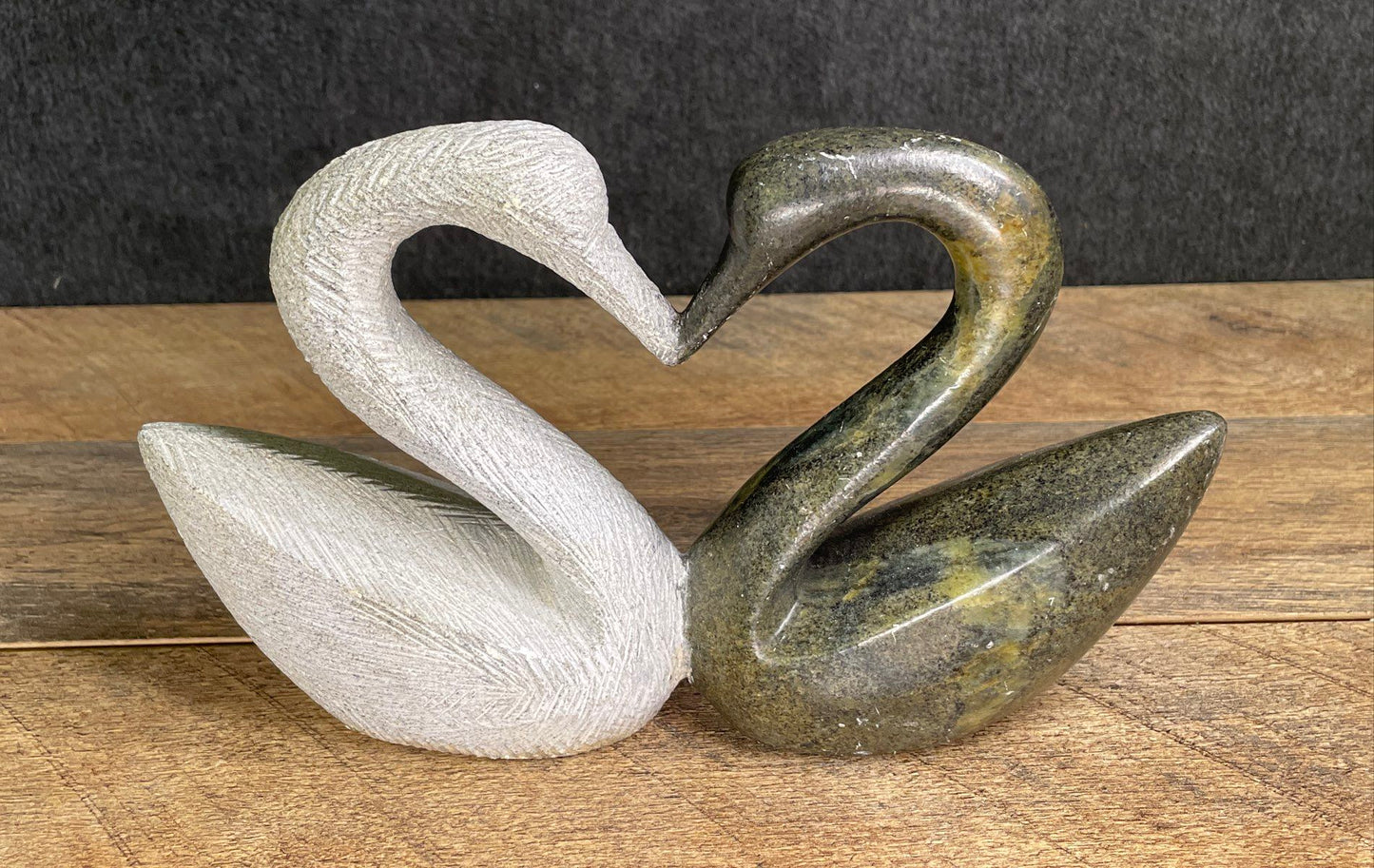 Ceramic/Stone Marble Swan Heart Sculpture