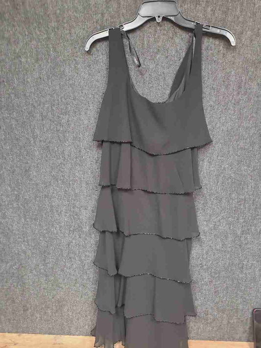 Patra Women's Black Tiered Beaded Trim Sleeveless Cocktail Dress NWT Size 14