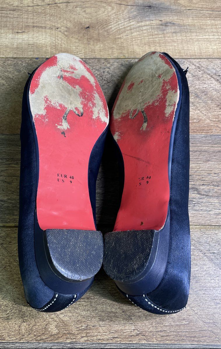 Poetic Licence Wonderful Day Navy Blue Peep Toe Bow Flats Women's Size 9