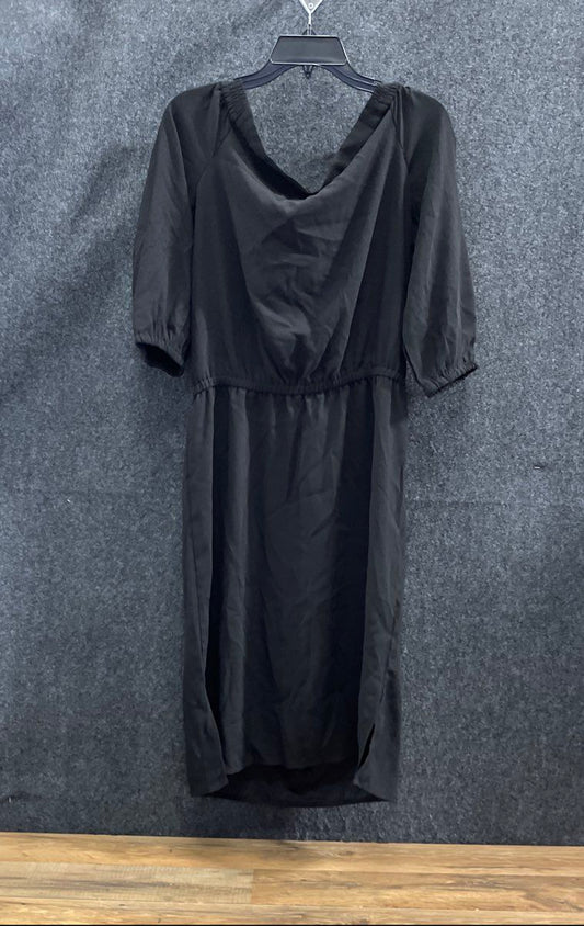 Ann Taylor Women's Black Off the Shoulder Elastic Waist Midi Dress Sz 12 NWT