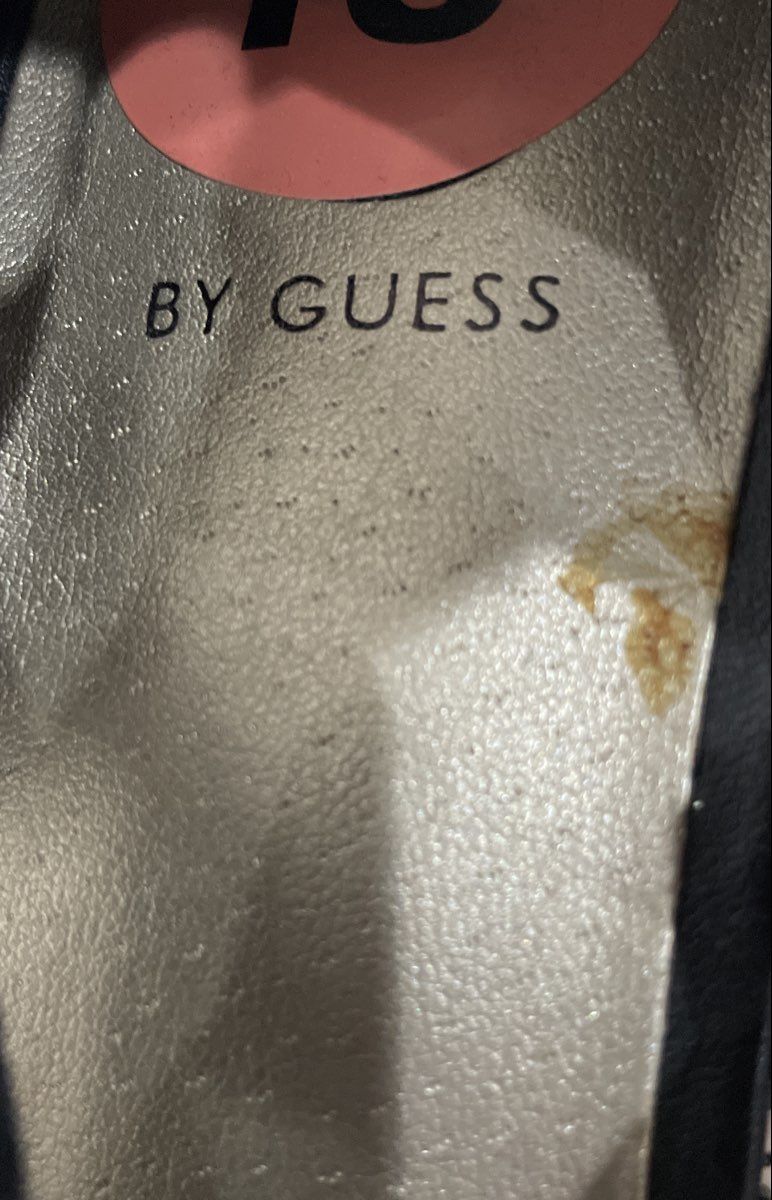 Guess Black Multi Strap Buckle Platform Peep Toe Stiletto Heels Size 10
