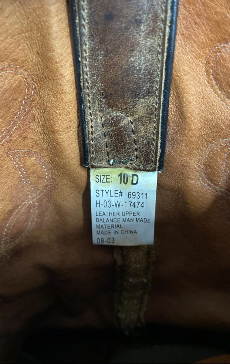 Vintage 2003 American West 69311 Brown Leather Western Cowboy Boots Size 10 D