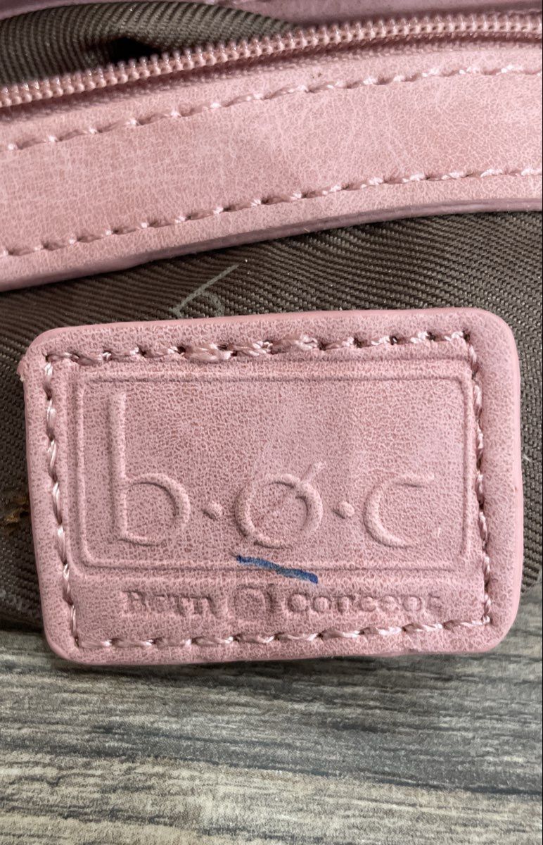 b.o.c. Pink Leather Crossbody Shoulder Bag Organizer Pocket Brass Hardware