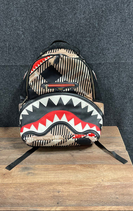 Sprayground Shark Mouth Geometric Stripe Multi-Color Backpack