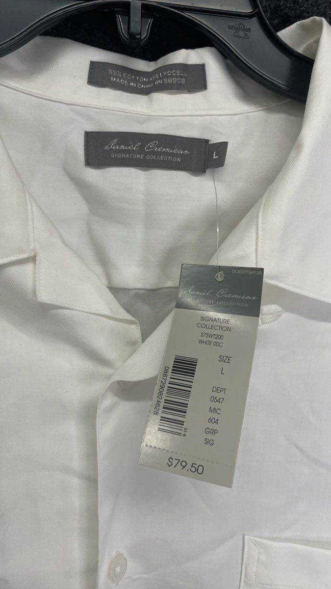 Daniel Cremieux Signature Collection Men's White SS Camp Collar Shirt NWT Sz L