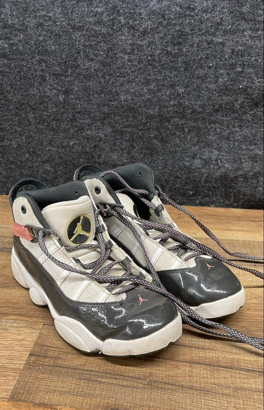 Nike Jordan 6 Rings Atmosphere White Black Pink Youth Sneakers Size 2.5Y