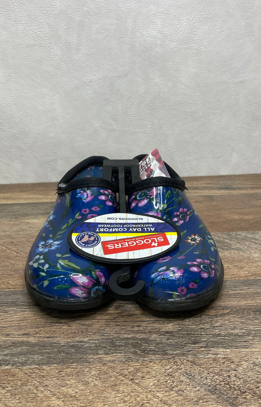 Sloggers Women's Waterproof Rain & Garden Clogs Blue Floral NWT Size 6