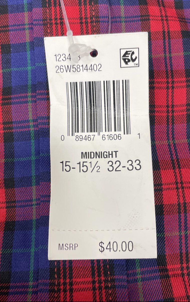Arrow Men's Regular Fit Plaid Shirt Red Blue Wrinkle Free Button Down NWT Sz M