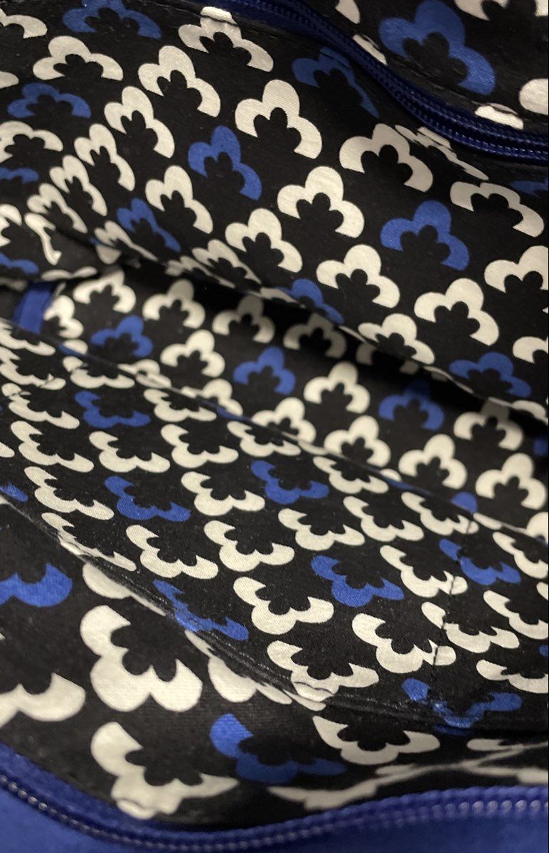 Vera Bradley Cobalt Blue Quilted Microfiber Shoulder Bag Tote Silver Hardware