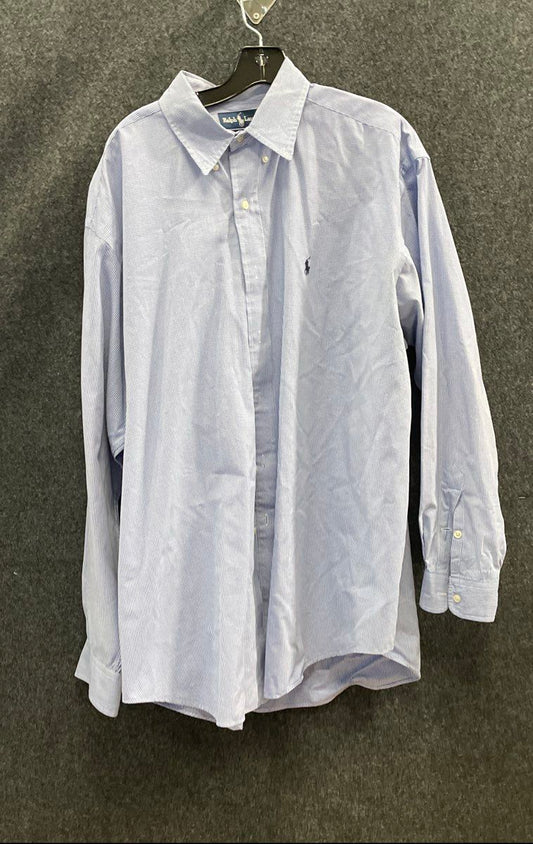 Ralph Lauren Men's Blake Blue White Micro Check Cotton Button Up Shirt Sz XL