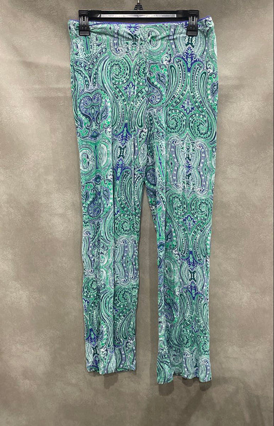 Cynthia Rowley Women's Green Paisley Rayon Blend Stretch Lounge Pants Sz S