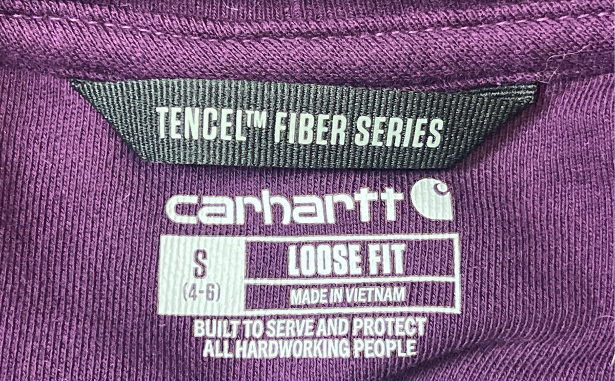 Carhartt Women's Purple Crewneck Sweatshirt Gradient Logo Sleeve Loose Fit Sz S