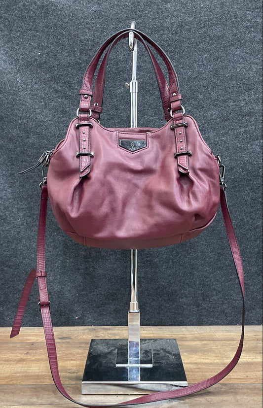 Simply Vera Vera Wang Burgundy Pebbled Faux Leather Satchel Shoulder Crossbody