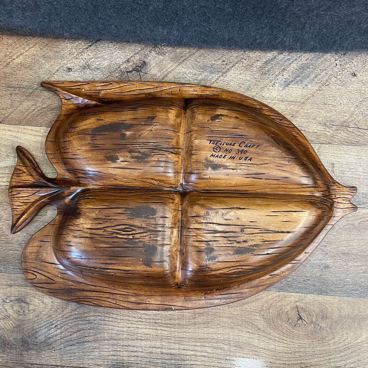 Treasure Craft Fish Chip & Dip Glaze Pottery Divided Plate