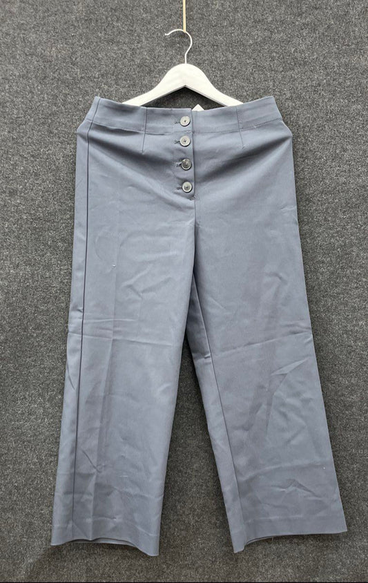 Loft Women's Gray High Waist Wide Leg Cropped Button Fly Pants Sz 4 NWT