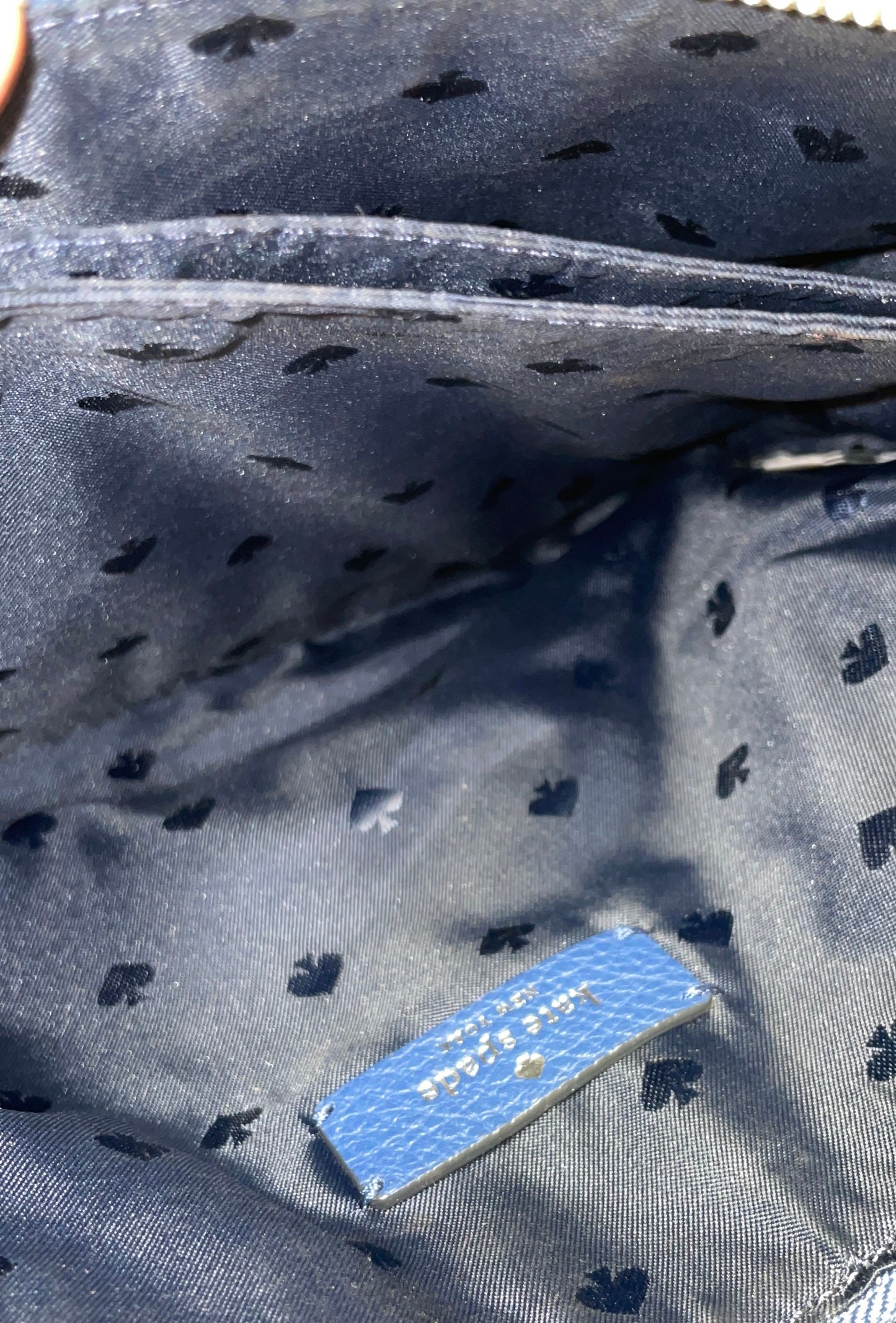 Kate Spade Blue Suede & Pebbled Leather Crossbody Shoulder Bag Silver Hardware