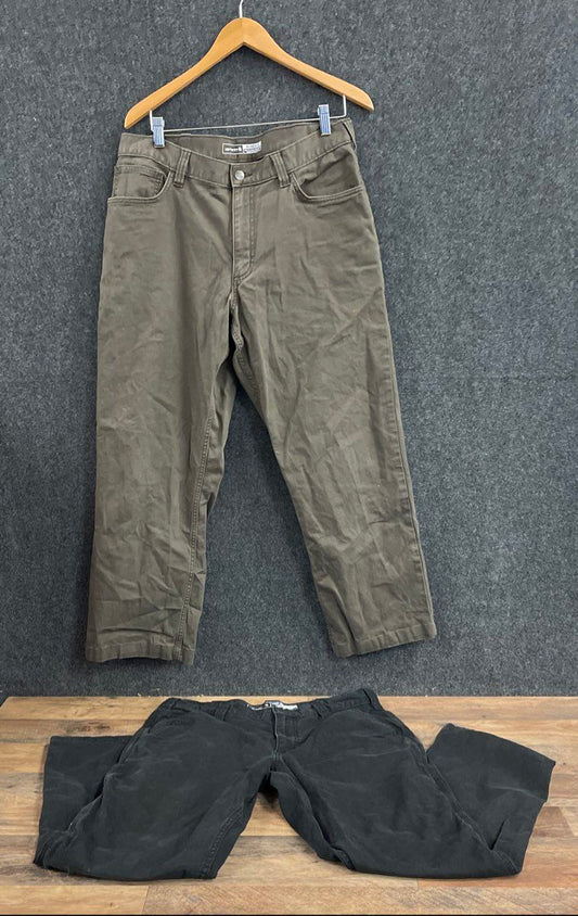 Carhartt Men's Relaxed Fit Canvas Duck Pants Lot of 2 Brown Black 34x32 34x34